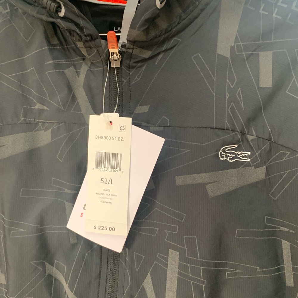 SOLD - NWT Black Lacoste Windbreaker Jacket - Picture 3 of 7